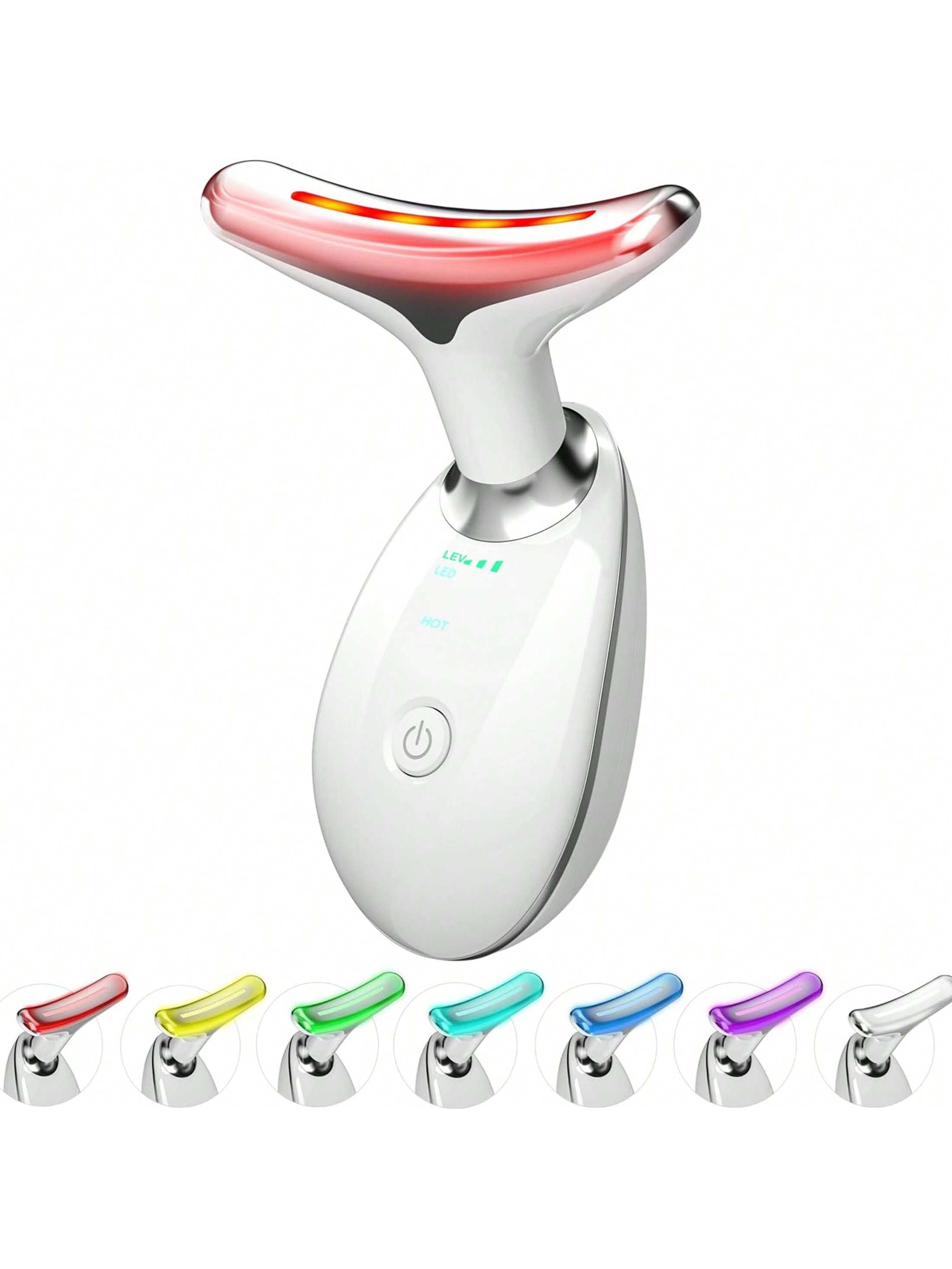 Face Neck Massager, 7-Color LED Electric Facial Sculpting Tool , Red Light Therapy Wand, Vibration Massager for Skin Care, Reduce Wrinkles & Double Chin, Gifts for Her