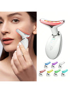 Face Neck Massager, 7-Color LED Electric Facial Sculpting Tool , Red Light Therapy Wand, Vibration Massager for Skin Care, Reduce Wrinkles & Double Chin, Gifts for Her